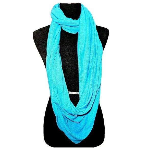Infinity Tube Scarf Shrug Super Soft Vibrant Turquoise Seamless 43"x32" - Picture 6 of 7